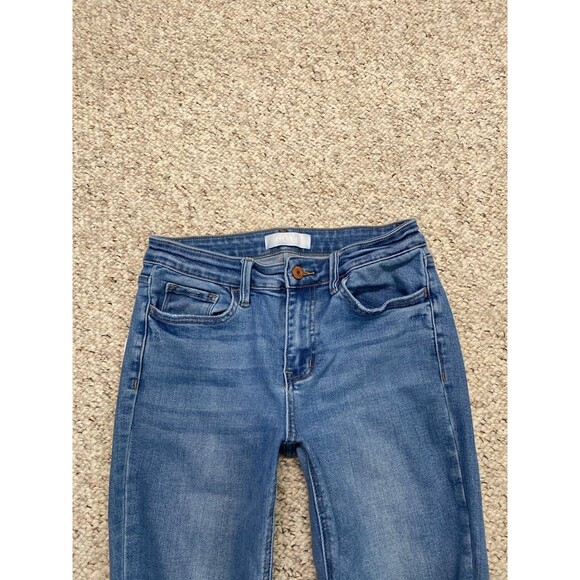 Vervet Forget Mid Rise Raw Step Hem Kick Flare Distressed Jeans Size 28 - Picture 3 of 7